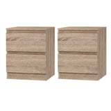 Alstonville 2 Drawer Bedside Table, Oak 2pcs