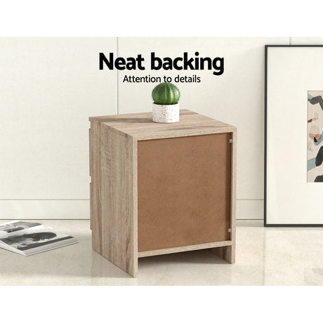 Alstonville 2 Drawer Bedside Table, Oak 2pcs