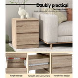 Alstonville 2 Drawer Bedside Table, Oak 2pcs