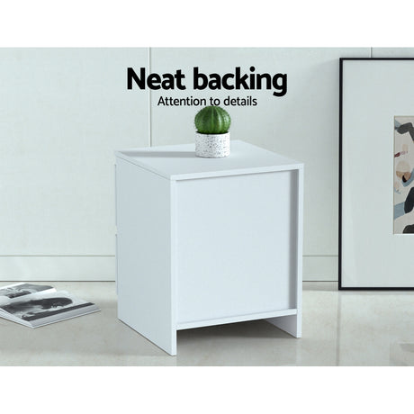 Alstonville 2 Drawer Bedside Table, White 2pcs