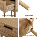 Artiss Rattan Drawer Bedside Table Nightstand in Natural Wood — Allure Home Collections