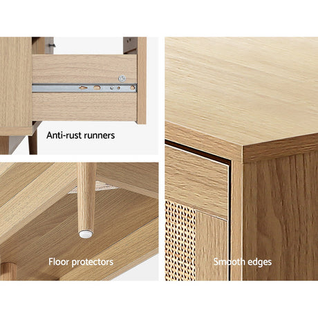 Artiss BRIONY 4-Drawer Rattan Tallboy in Pine — Allure Home Collections