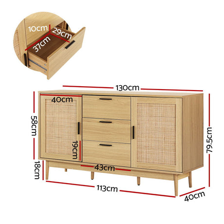 Waikerie 3 Drawer Buffet Sideboard, Oak
