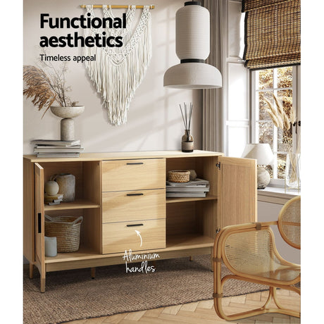 Waikerie 3 Drawer Buffet Sideboard, Oak