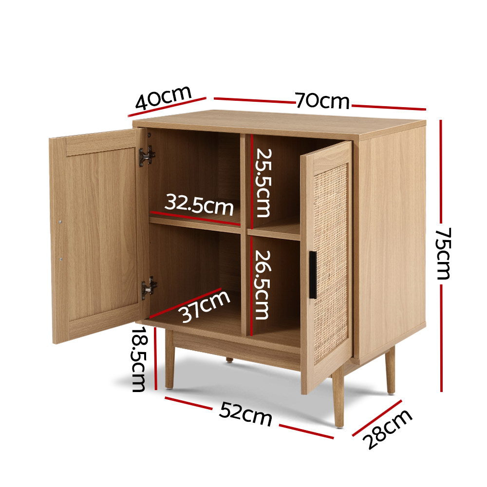 Artiss BRIONY Oak Rattan Buffet Sideboard — 2 Doors, Paper Veneer Finish — Allure Home Collections