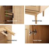 Artiss BRIONY Oak Rattan Buffet Sideboard — 2 Doors, Paper Veneer Finish — Allure Home Collections