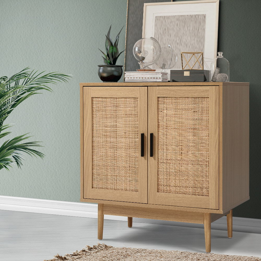 Artiss BRIONY Oak Rattan Buffet Sideboard — 2 Doors, Paper Veneer Finish — Allure Home Collections