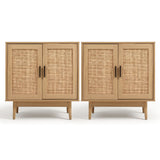 Artiss 2x Buffet Sideboard Cabinet Rattan Cupboard 2 Doors Storage Pantry BRIONY