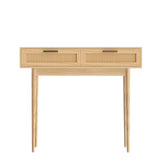 Artiss Console Table with 2 Rattan Drawers — Eucalyptus Legs, 15mm Particle Board — Allure Home Collections