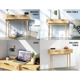 Artiss Console Table with 2 Rattan Drawers — Eucalyptus Legs, 15mm Particle Board — Allure Home Collections