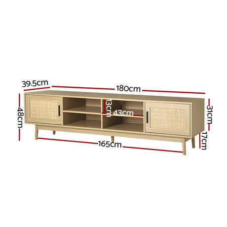Artiss Cole 180cm Coastal Bohemian TV Cabinet with Real Rattan — Allure Home Collections