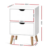 Artiss BODEN Bedside Table with 2 Drawers in White — Allure Home Collections