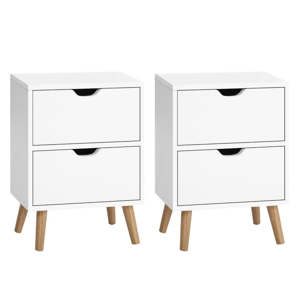 Artiss BODEN Bedside Table with 2 Drawers in White — Set of 2 — Allure Home Collections
