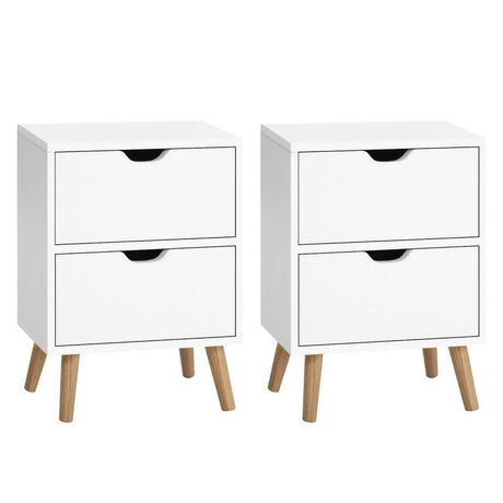 Artiss BODEN Bedside Table with 2 Drawers in White — Set of 2 — Allure Home Collections