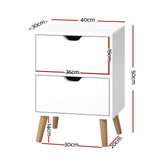 Artiss BODEN Bedside Table with 2 Drawers in White — Set of 2 — Allure Home Collections