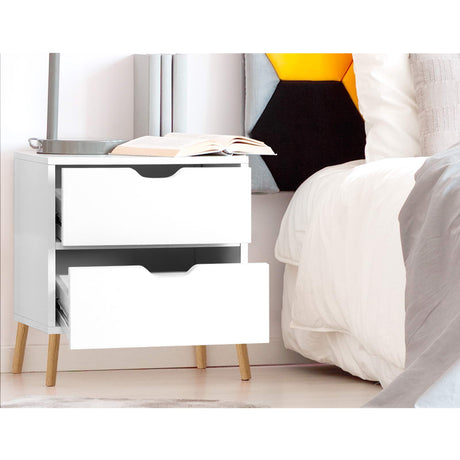 Artiss BODEN Bedside Table with 2 Drawers in White — Set of 2 — Allure Home Collections