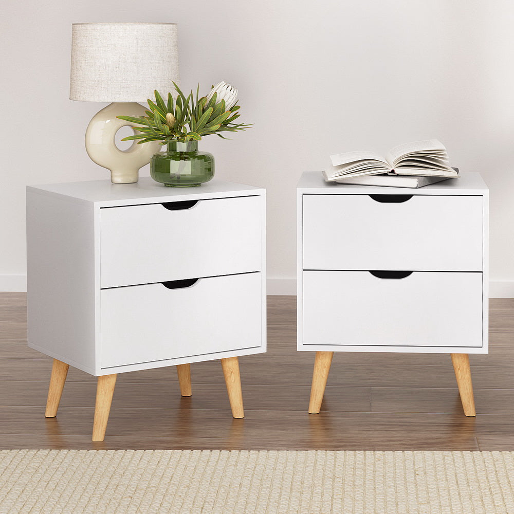 Artiss BODEN Bedside Table with 2 Drawers in White — Set of 2 — Allure Home Collections