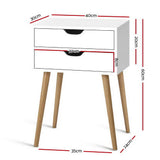 Artiss BODIE Bedside Table with 2 Drawers in White — Scandinavian Design — Allure Home Collections