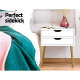 Artiss BODIE Bedside Table with 2 Drawers in White — Scandinavian Design — Allure Home Collections