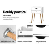Artiss BODIE Bedside Table with 2 Drawers in White — Scandinavian Design — Allure Home Collections