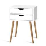 Artiss BODIE Bedside Table with 2 Drawers in White — Scandinavian Design — Allure Home Collections