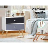 Artiss BONDS Bedside Table with 2 Drawers in White — Scandinavian Style — Allure Home Collections