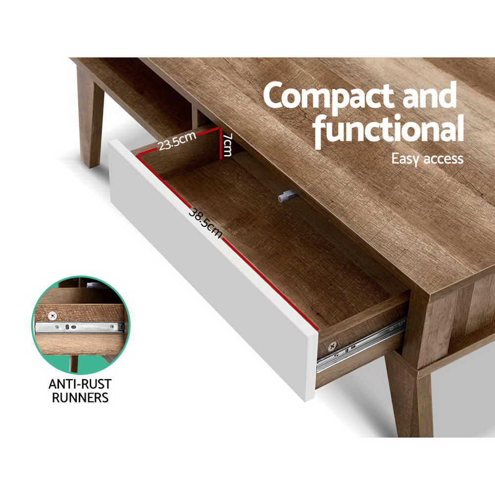 Artiss Sanna Scandinavian Coffee Table with Drawers