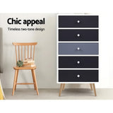 Artiss BONDS 5-Drawer Scandinavian Tallboy in White — Allure Home Collections