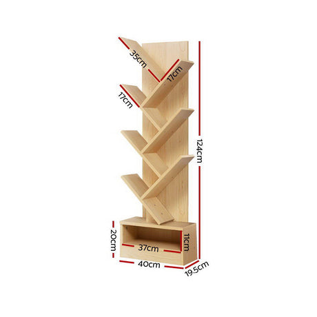 Artiss Tree Bookshelf - 7 Tier ECHO Oak