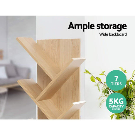 Artiss Tree Bookshelf - 7 Tier ECHO Oak