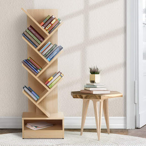Totnes natural oak 7 tier tree shaped bookshelf