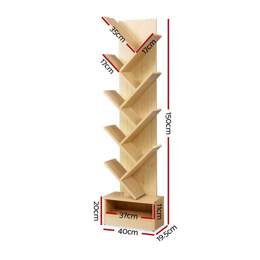 Artiss Natural Tree Bookshelf - 9 Tiers