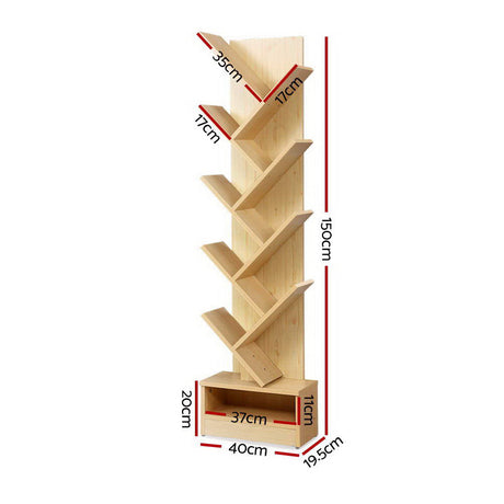Artiss Natural Tree Bookshelf - 9 Tiers