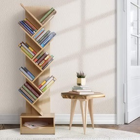 Totnes natural oak 9 tier tree shaped bookshelf
