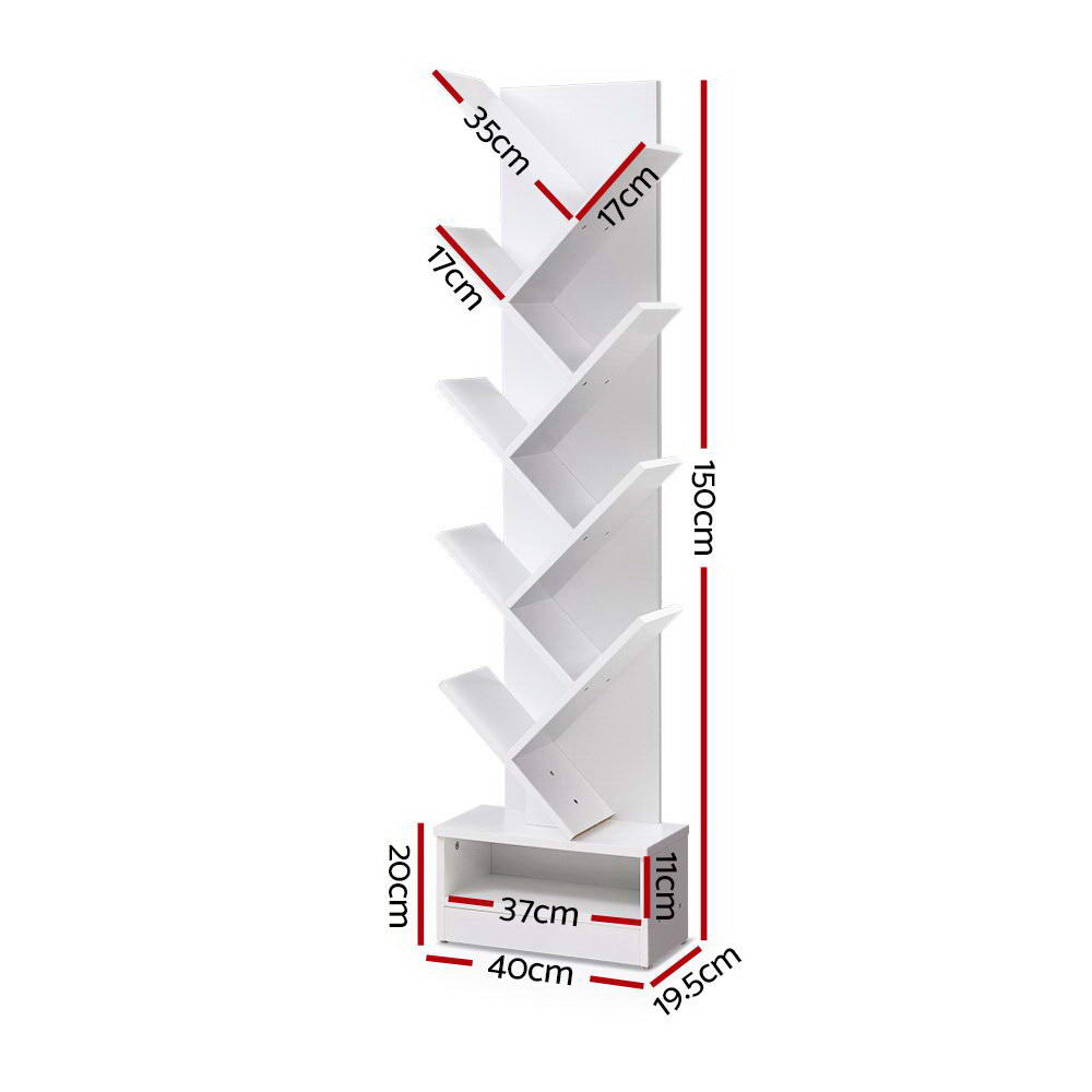 Artiss ECHO White 9-Tier Tree Bookshelf