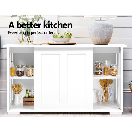 Artiss SERA White Buffet Sideboard with Sliding Doors — Counter and Storage Cabinet — Allure Home Collections