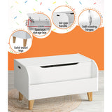 Kids Toy Box and Bookshelf, White and Natural