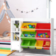 Keezi 4-Tier Toy Storage Shelf with 8 Removable Coloured Bins, Cabinet and Open Shelves — Allure Home Collections