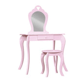 Kids Dressing Table and Stool Set, Heart Design, Pink