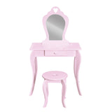 Kids Dressing Table and Stool Set, Heart Design, Pink