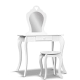 Kids Dressing Table and Stool Set, Heart Design, White
