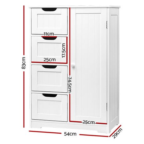 Donovans 4 Drawer Bathroom Storage Cabinet, White image 2