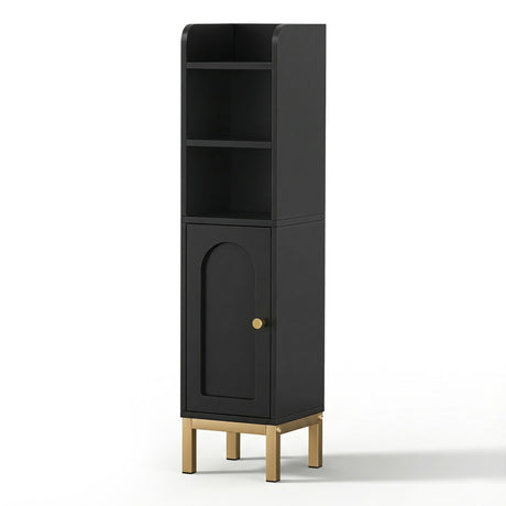 Tantanoola Slim Corner Bathroom Cabinet, Black image 1