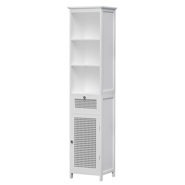 Port MacDonnell Rattan Bathroom Tallboy, White image 2
