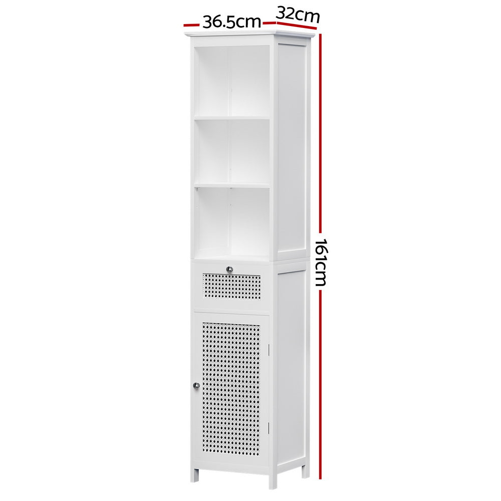 Port MacDonnell Rattan Bathroom Tallboy, White image 3