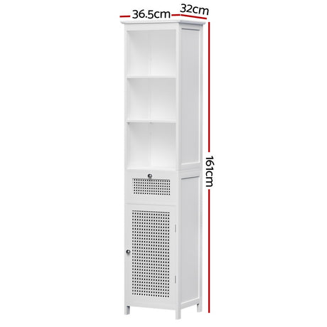 Port MacDonnell Rattan Bathroom Tallboy, White image 3