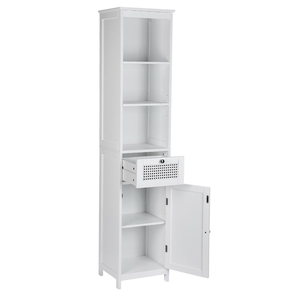 Port MacDonnell Rattan Bathroom Tallboy, White image 4