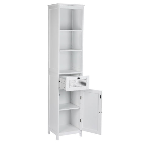 Port MacDonnell Rattan Bathroom Tallboy, White image 4