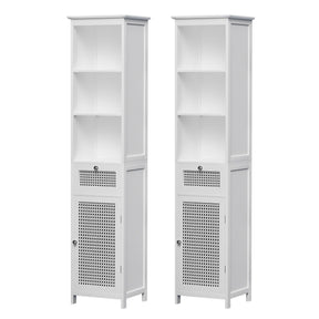 Port MacDonnell Rattan Bathroom Tallboy, White 2pcs image 1