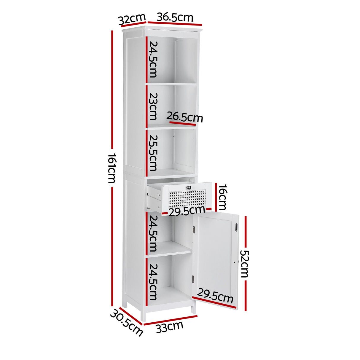 Port MacDonnell Rattan Bathroom Tallboy, White 2pcs image 2